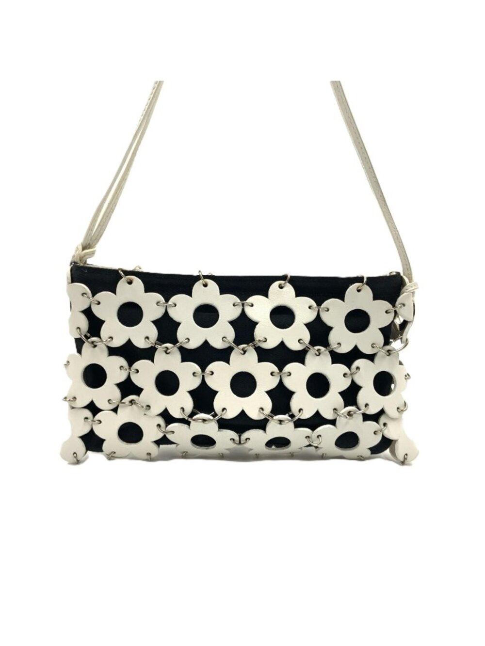 Celine Flower Mini Pouch Pochette White Black